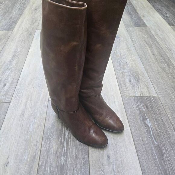 Peter Kaiser brown leather calf height boots women's 6.5 elastomere west Germany - Picture 2 of 13